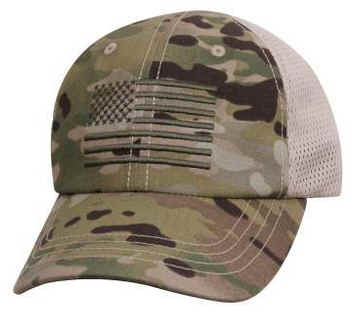 Tactical Mesh Back Cap With Embroidered US Flag